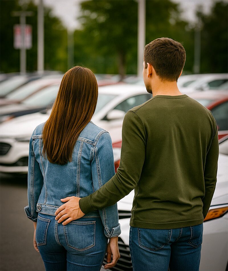 Customers shopping used cars at Planet Motors